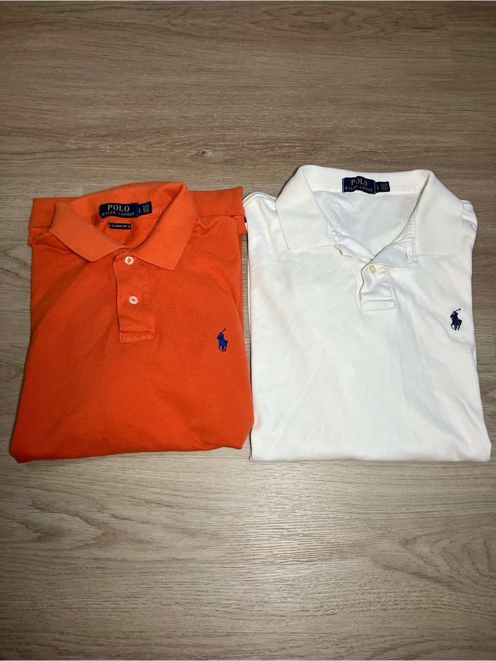 Lot of 2 Men's Polo Ralph Lauren Shirts - Orange & White (Size L / Classic Fit)